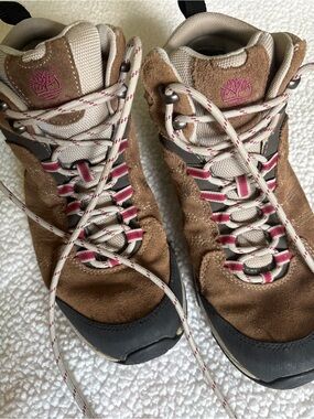 Timberland Brown Suede Lace-Up Boots with Pink Accents